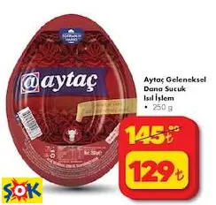 AYTAÇ GELENEKSEL DANA SUCUK ISIL İŞLEM 250 G